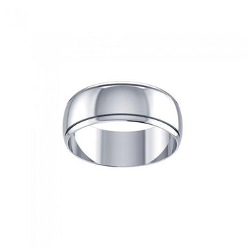 Wedding Silver Band Ring With Stripe TR3866 - Jewelry